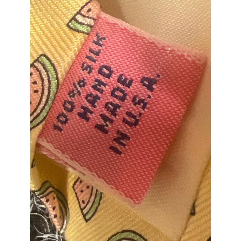 Vineyard Vines Tie Men OS Yellow Watermelon Silk Print Preppy Coastal Novelty - Picture 3 of 4